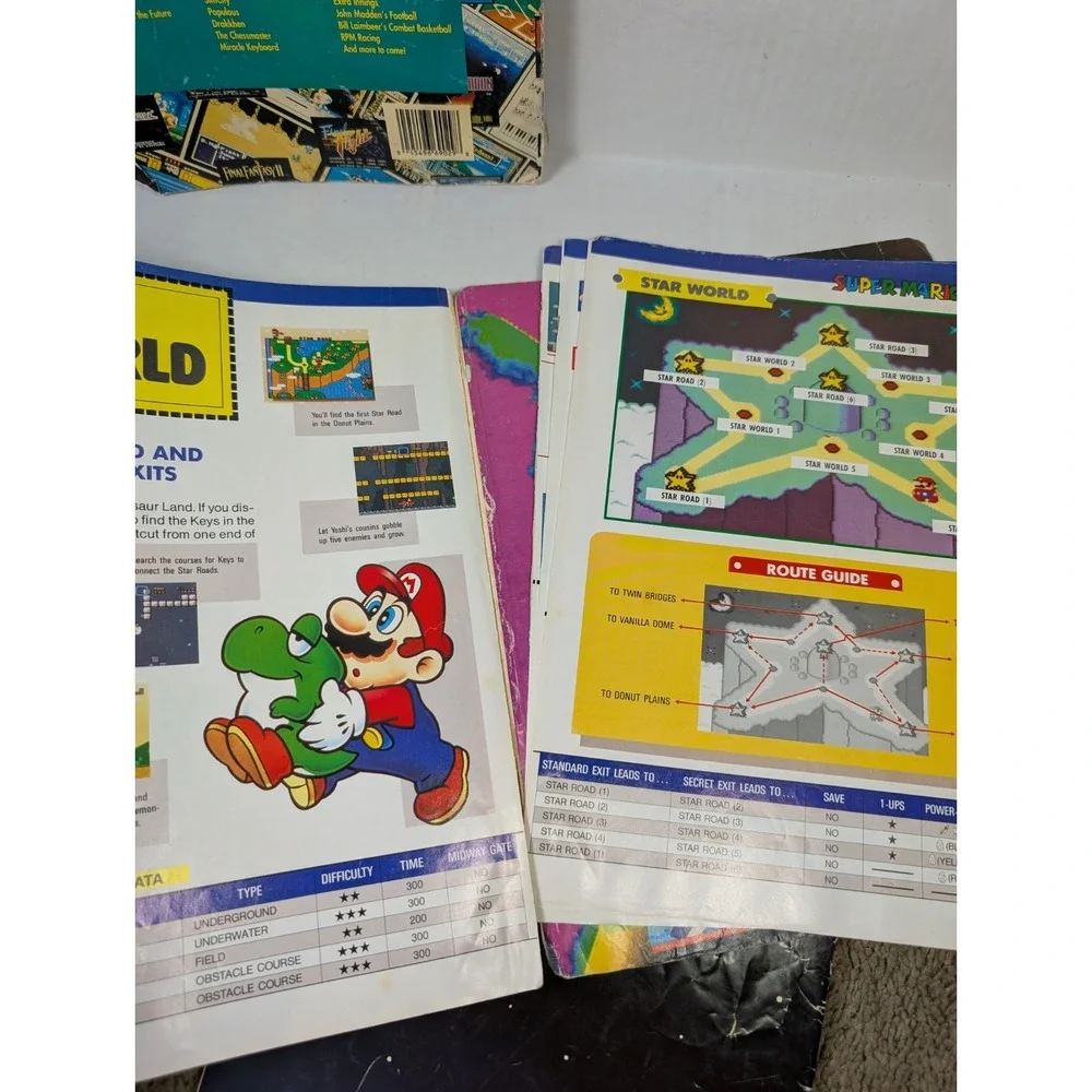 Vintage Nintendo Players Guide Super NES Mario Mania & NES Manual 80s